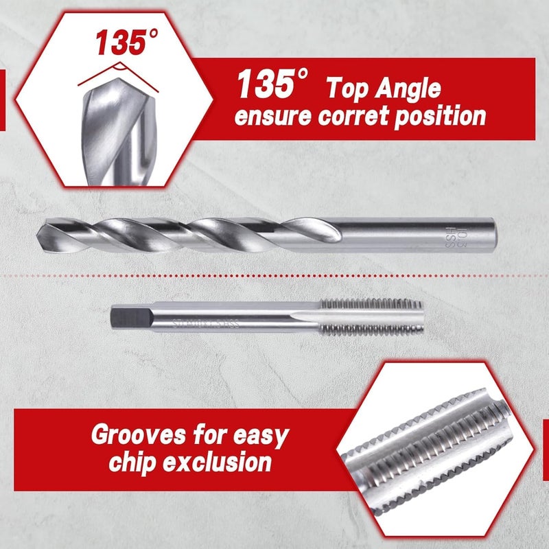 LEONTOOL 20 Piece M10 x 1.5mm Thread Repair Insert Kit, Metric Stainless Steel Helicoil Kit with HSS Drill Bits, Portable Rethreading Tool Kits, Compatible Hand Tool Set for Auto Repairing - Image 3